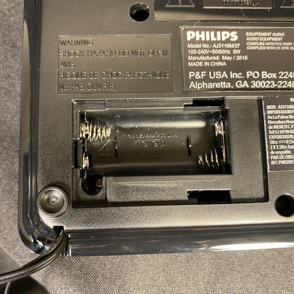 Philips Dual Alarm Clock AJ3116M/37 FM Radio Battery Back‎ Up Tested Works
